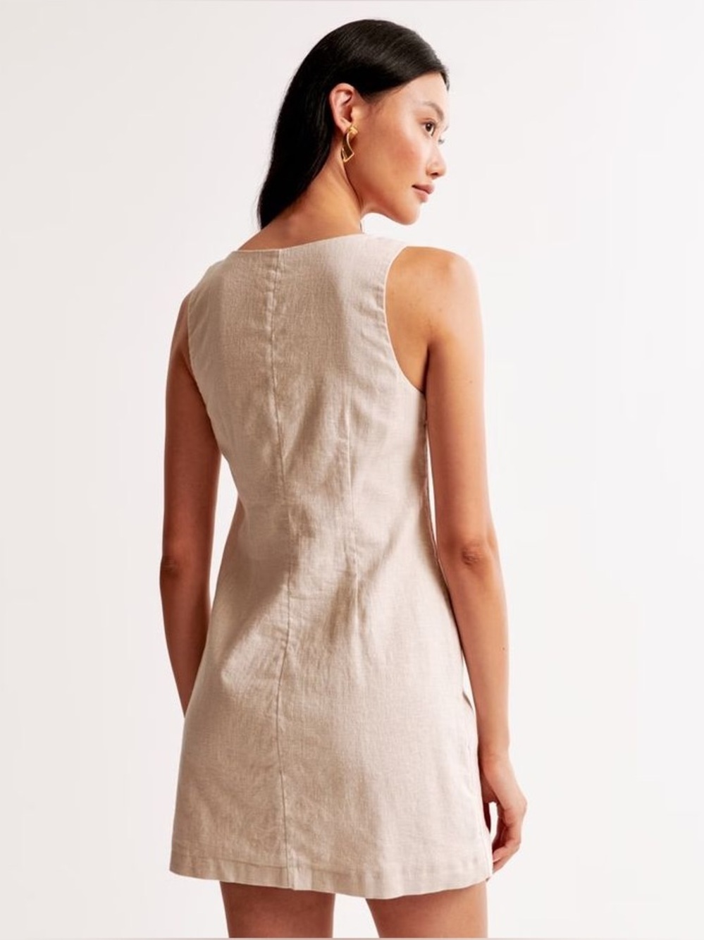 Abercrombie & Fitch The A&F Mara Squareneck Linen-Blend Vest Mini Dress XS Tall - Picture 2 of 8